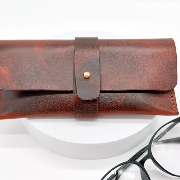 Étui à lunettes en cuir, étui à lunettes en cuir italien fait main, étui à lunettes de soleil, cadeau en cuir minimal pour lui ou elle, cadeau pour maman, papa,