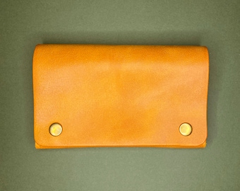 Leather Long Wallet, Personalized Leather Wallet, Leather Trucker Wallet, Handmade Leather Wallet, Leather Wallet Gift, Camel Birthday Gift