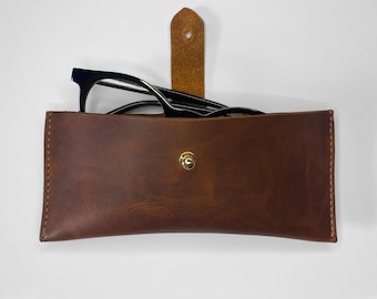 Crazy Horse Leather sunglass Case, Custom Soft glasses Case , Personalized sunglasses Case with clip