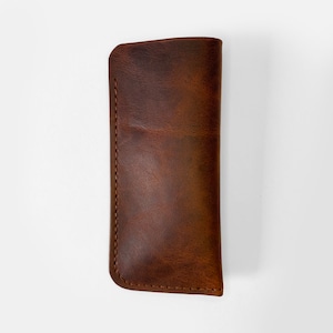 Crazy Horse Leather sunglass Case, Custom Soft glasses Case , Personalized sunglasses Case , Reading glasses case image 5