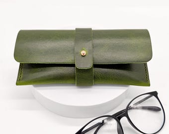 Leather Glasses Case, Handmade Italian Leather Eyeglass Case, Sunglasses Case, Minimal Leather Gift for Him or Her, Gift for Mom, Dad,