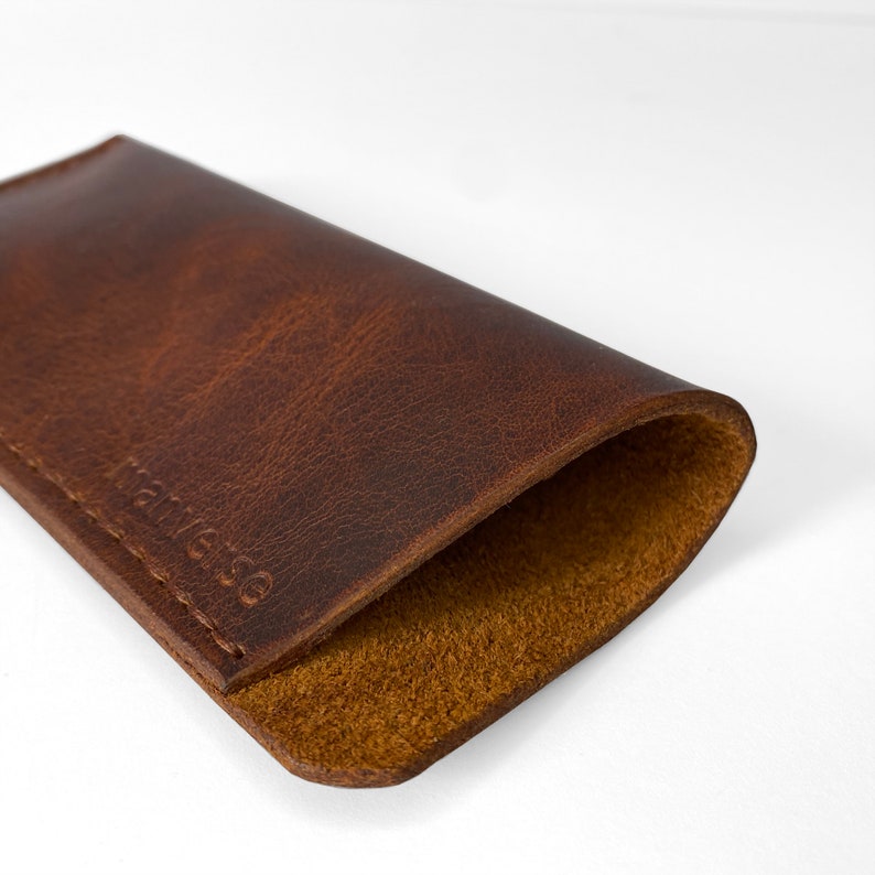 Crazy Horse Leather sunglass Case, Custom Soft glasses Case , Personalized sunglasses Case , Reading glasses case image 6