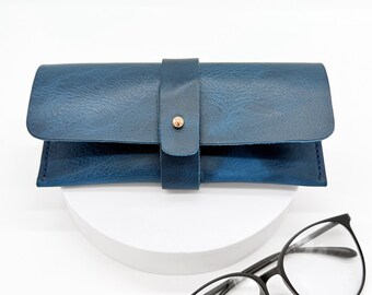 Leather Glasses Case, Handmade Italian Leather Eyeglass Case, Sunglasses Case, Minimal Leather Gift for Him or Her, Gift for Mom, Dad,