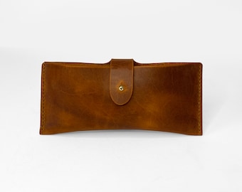 Crazy Horse Leather sunglass Case, Custom Soft glasses Case , Personalized sunglasses Case with clip