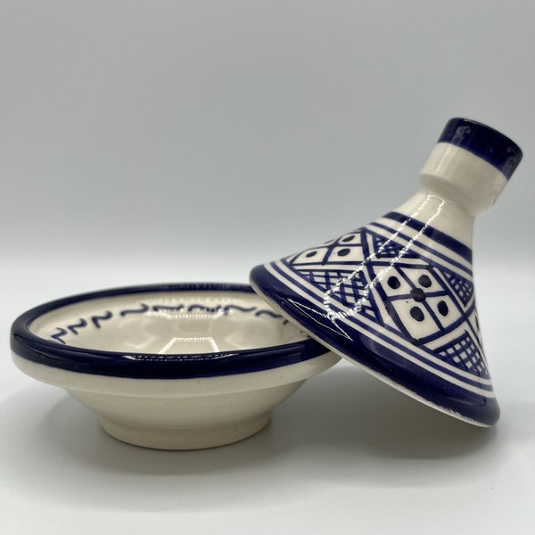 Mini Tajine Marocain pour Condiments - Céramique Artisanale pour Sel, Sucre, ou Apéritif