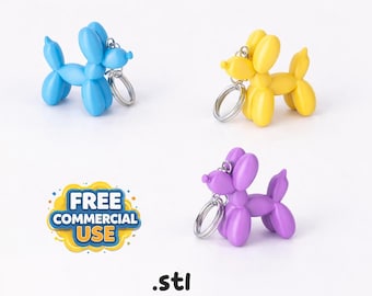 Balloon Dog Keychain STL | 3D Printable Keychain Model | Free Commercial Use