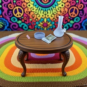Juego de accesorios hippies en miniatura para casa de muñecas a escala 1/12
