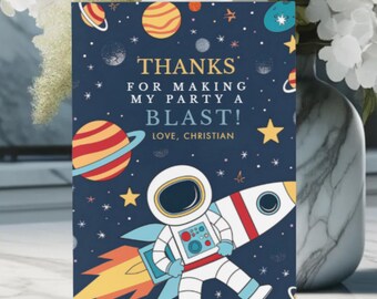 Space Theme Thank You Card, Editable Canva Template