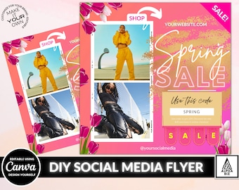 Animated Spring Sale Flyer, Spring Sale Template, DIY Flyer Template, Instagram Flyer, Social Media Flyer, Flash Sale, Boutique Flyer