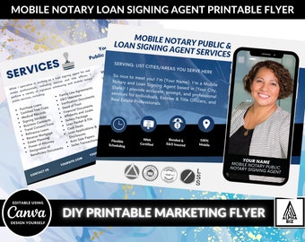 DIY Mobile Notary Loan Signing Agent Printable Marketing Flyer Template