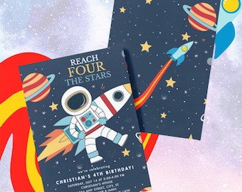Biglietti D'invito Per Feste Spaziali Nopoben, Invito Per Festa Di Compleanno Con Astronauta E Razzo Per Bambini 20 Biglietti Con 20 Buste T~p122012900