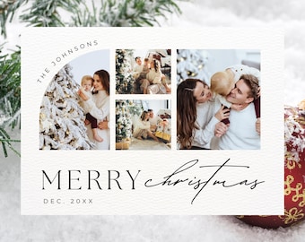 Minimalist Christmas Photo Card: Custom Family Holiday Greeting (Digital)
