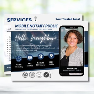 Edytowalny mobilny szablon ulotki notariusza | DIY Canva Marketing Ulotka dla usług notarialnych | Projekt reklamy biznesowej do druku