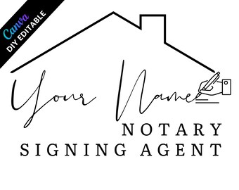 Minimalist Notary Logo Design Template, Real Estate Branding (Canva)