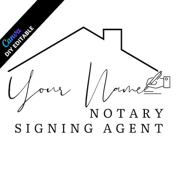 DIY Pre-made Logo Design Template, Notary Signing Agents, Real Estate, Minimalist Notary Public, Loan Signing Agent Logo Design