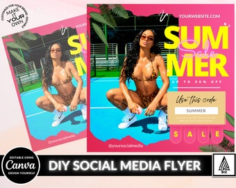 Animated Summer Sale Flyer, Summer Sale Template, DIY Flyer Template, Instagram Flyer, Social Media Flyer, Flash Sale, Boutique Flyer