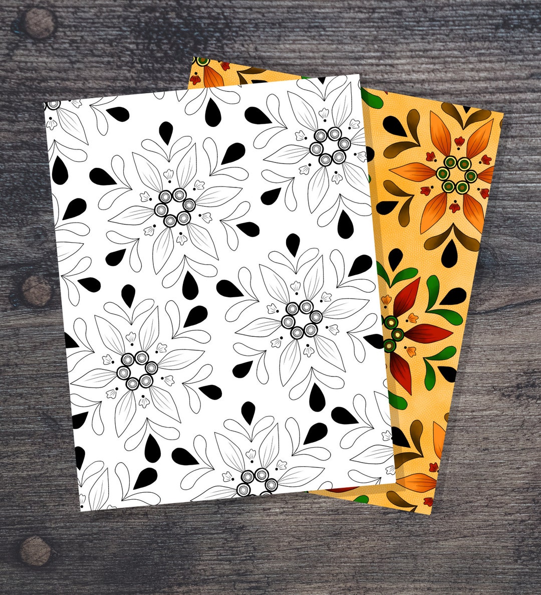 Floral Whimsy Flower Pattern Printable Coloring Page Digital File - Etsy