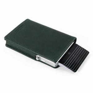 Cartera desplegable de piel de grano superior: cartera minimalista, regalos para hombres, cartera fina de piel, regalos para papá, cartera de piel de grano completo para hombres