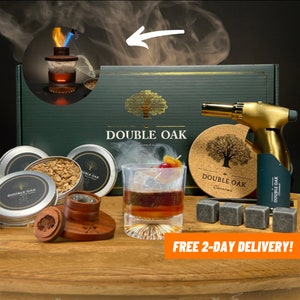 Cocktail Smoker Kit | Free 2-Day Shipping | Whiskey Gifts | Gifts for Him | Whiskey Smoker w/ wood chips and Torch (Butane Sold Separate)