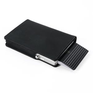 Cartera desplegable de piel de grano superior: cartera minimalista, regalos para hombres, cartera fina de piel, regalos para papá, cartera de piel de grano completo para hombres