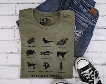 Texas State Symbols Shirt, Texas-Ikonen, TX-Andenken, Geschenkideen