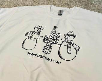 Cowboy Schneemänner Sweatshirt, Texan Pullover, Winter Pullover, Langarmshirt