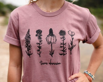 Texas Wildblumen Shirt, Frühling Tshirt, Geschenk für Frauen
