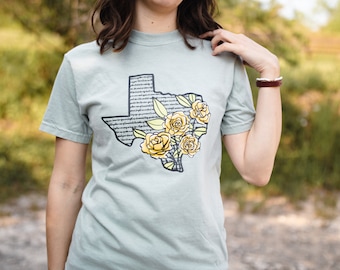 Gelbe Rose von Texas Comfort Farben T-Shirt, Texas Tshirt