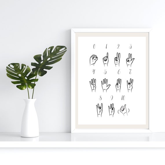 Printable ASL Number Chart Counting in Sign Language Poster | Etsy ...