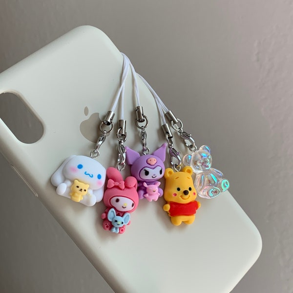 Cute Anime Sanrio Phone Charms Strap, Teddy Bear Phone Charm Keychain,  Anime Phone Charm, Kawaii  Kpop Phone Charm,  Gift for Her