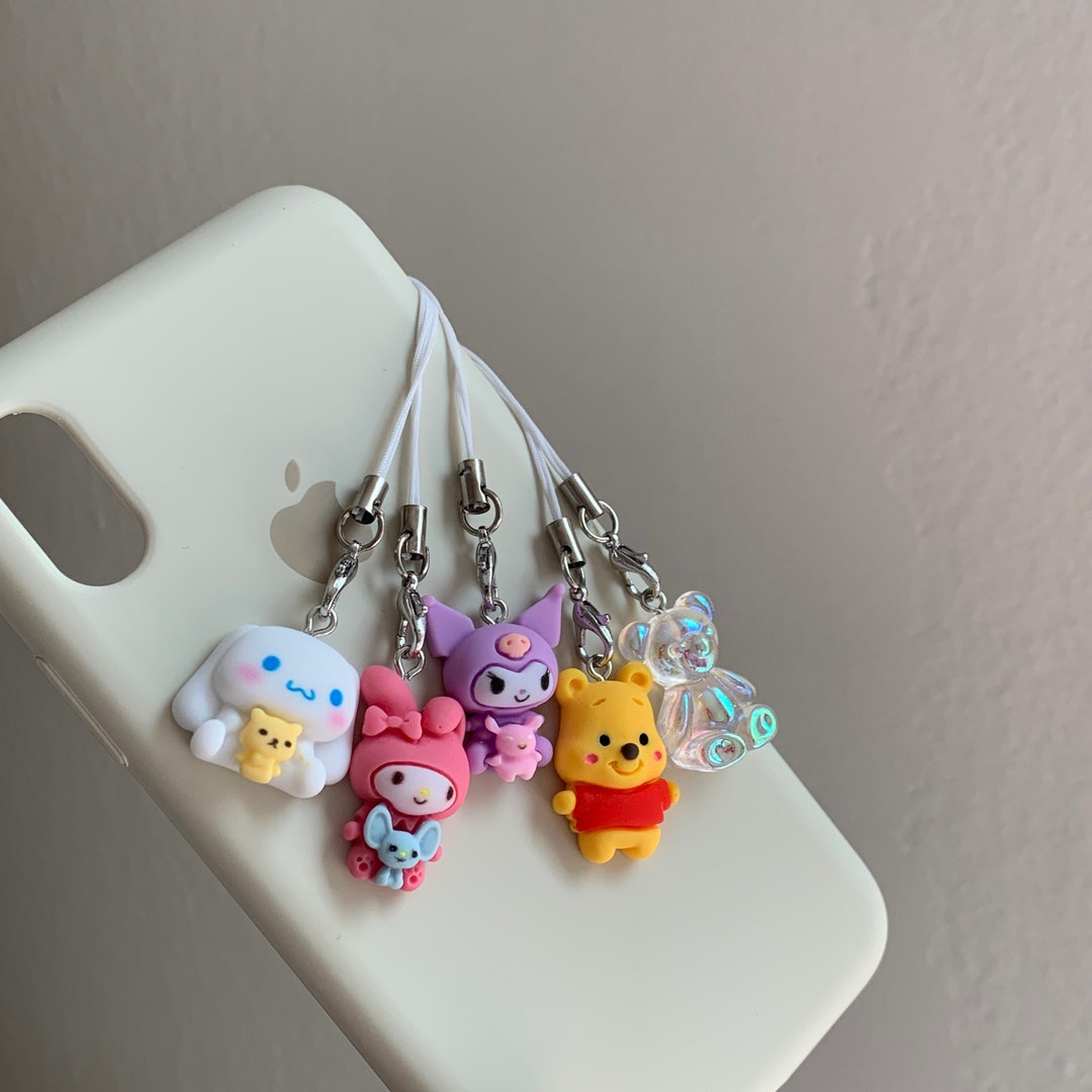 Cute Anime Sanrio Phone Charms Strap, Teddy Bear Phone Charm Keychain