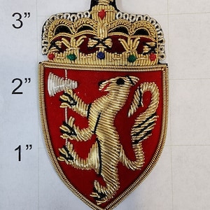 Bullion Wire Embroidered Badges, Sew-on Applique Patch by 1 pc, 2" x 3.5"