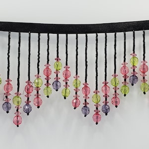 3.5&quot;  Crystal Beaded Fringe Trim  Multi Sold By The Yard Upholstery / Drapery / Interior Design