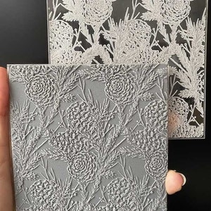 Paku Malzeme Pop-it acrylic stamp branhes and pine cones; 10,0*10,0 cm (texture plate/texture mat for polymer clay) fimo, cernit, sculpey