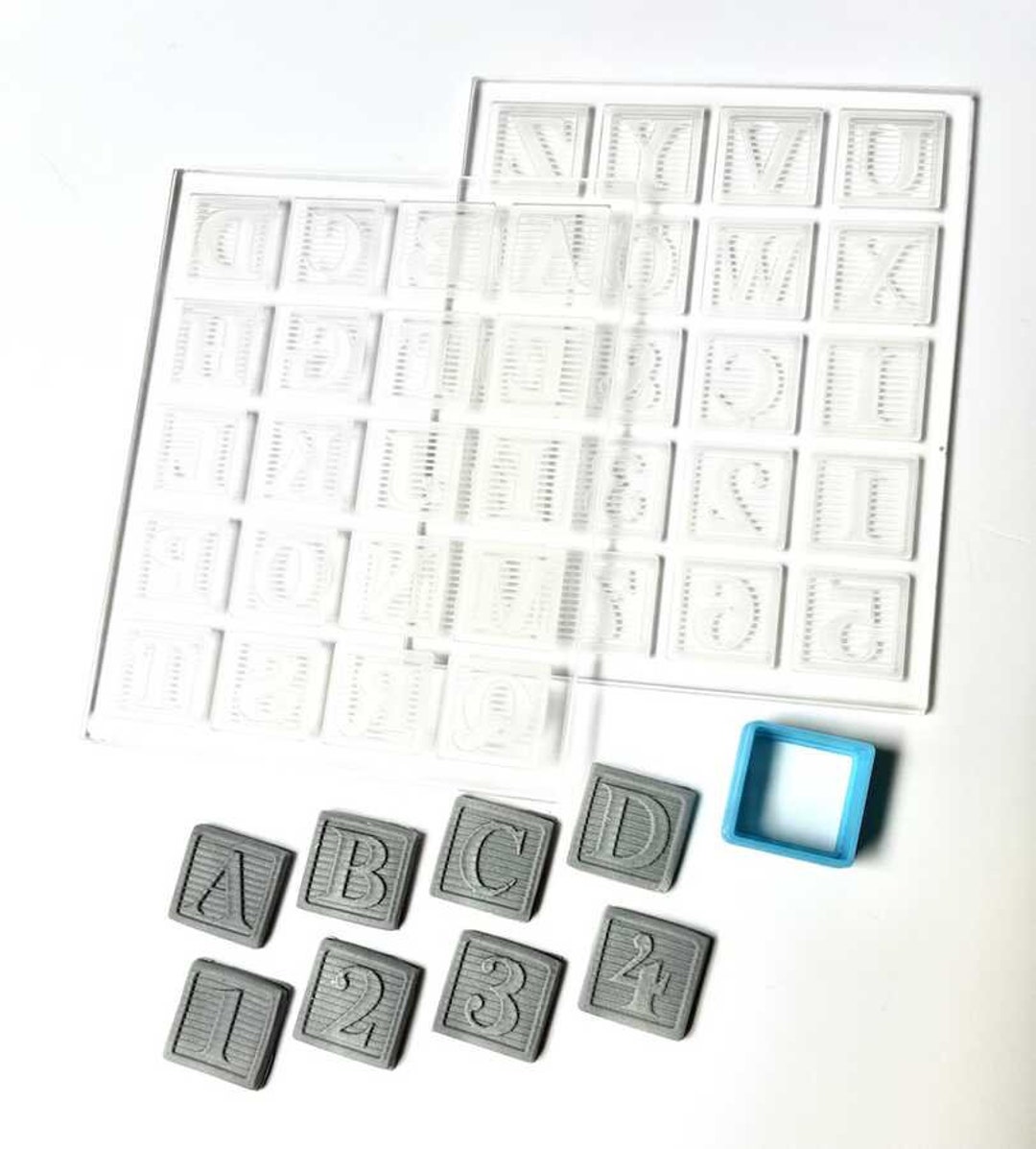 Paku Pop It Acrylic Stamp BLOCK ALPHABET & NUMBERS texture Etsy