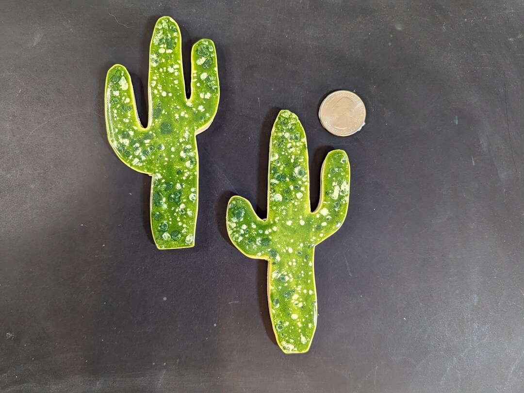 Handmade Ceramic Mosaic Saguaro Cactus Tile Set, Decorative Cactus Tiles, Accent Tiles, Garden