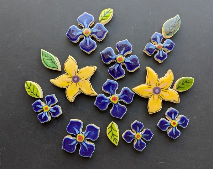 Handmade Colorful Flower Mosaic Tile Set, Custom, Tile Insert, Craft ...
