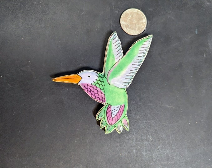 Hummingbird Tile Inlay Handmade Ceramic Purple and Green Flying Hummingbird Mosaic Tile ...