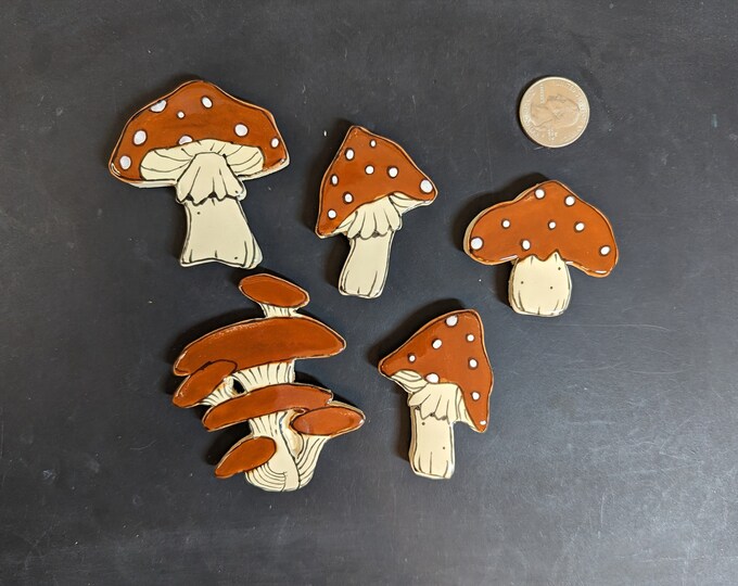 Handmade Ceramic Mosaic Wild Mushroom Mosaic Tiles, Decorative Mosaic