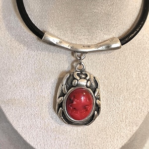 Collana girocollo con dichiarazione per donna, collana in argento, girocollo in argento, collana in pelle, collana da donna, collana in zamak, girocollo in zamak, scarabeo