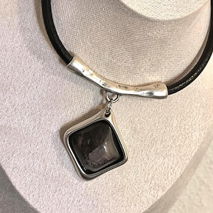 Collana girocollo con dichiarazione per donna, collana in argento, girocollo in argento, collana in pelle, collana da donna, collana in zamak, girocollo in zamak, elegante