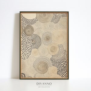 Impresión de arte de puntos, cartel negro beige neutro, descargable digital, arte abstracto de la pared, decoración moderna minimalista del hogar, regalo imprimible en lienzo