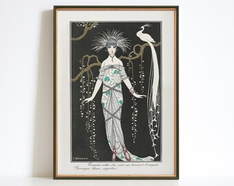 Woman Art Print, Vintage Parisian Fashion Poster, Art Deco Wall Art, Digital Download, George Barbier French Canvas, Mid Century Home Decor