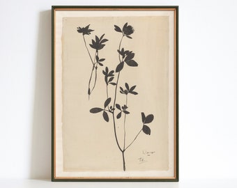 Rustic Clover Print, Neutral Botanical Wall Art (Digital)