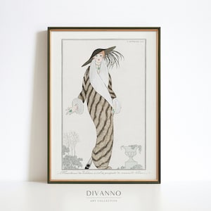 Elegant Woman Art Print, Vintage Paris Fashion Poster, Art Deco Wall Art, George Barbier French Canvas, Mid Century Home Decor, Feminine Art