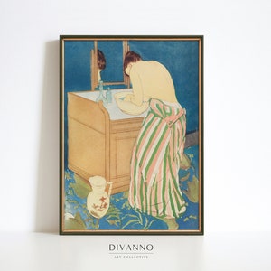Frau Baden Druck, Vintage Bad französische Malerei Wandkunst, Badezimmer Wand-Dekor, Frau Porträt Poster, Waschen Kunst Leinwand, druckbare Geschenk