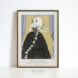 女性ファッションウォールアート、アイダ・ルビンシュタインのポスター、美術館品質のレトロアート、19世紀のアールデコキャンバス、フランスの居心地の良い室内装飾、ジクレープリント