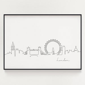 London Skyline Print, Line Art Print, Minimalist Wall Art, City Skyscraper Poster, Fine Art Print, Nordic Home Decor, Sketch Print, Landmark