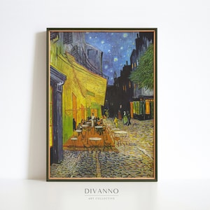 Van Gogh French Scenery Painting Print, Cafe Terrace at Night Exhibition Poster, Paris Starry Night, Modern Art Home Decor, Digital Wall Art
