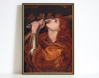 Joan of Arc Painting Print by Rossetti, Victorian Wall Art